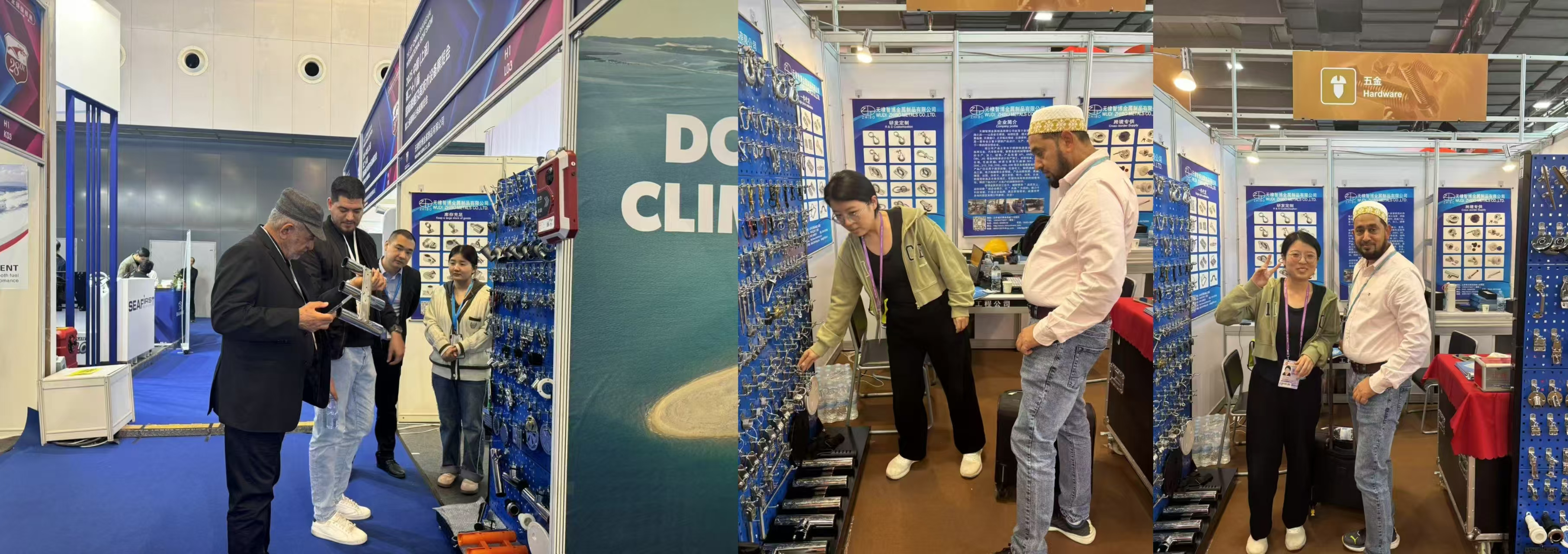 Messestand für Marine-Hardware mit Edelstahlbeschlägen